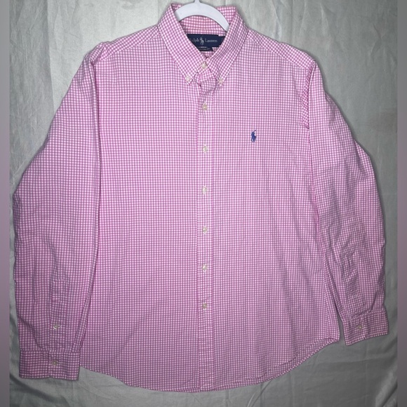Ralph Lauren Pink Gingham Button Down Shirt - Picture 1 of 7